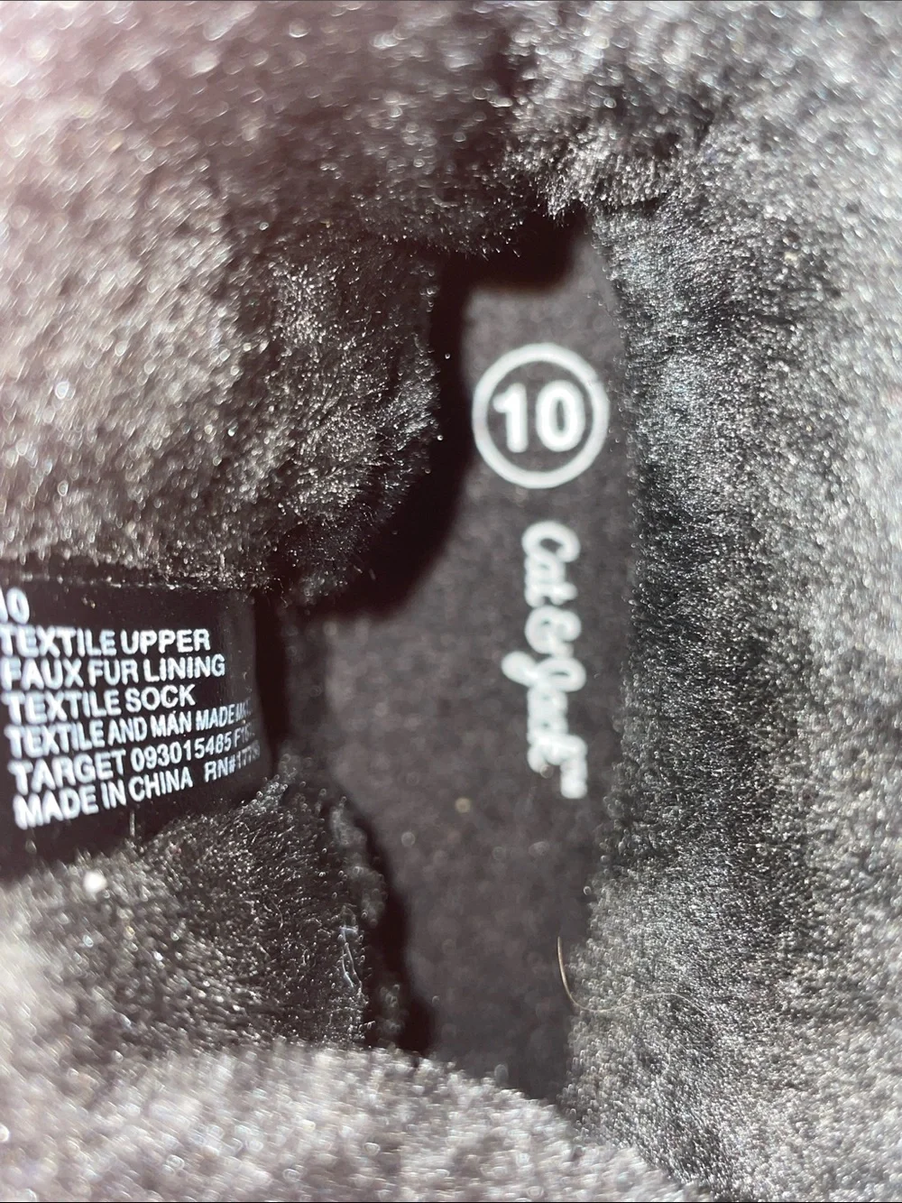 Cat & Jack black faux suede side zip winter kids boots sz 10